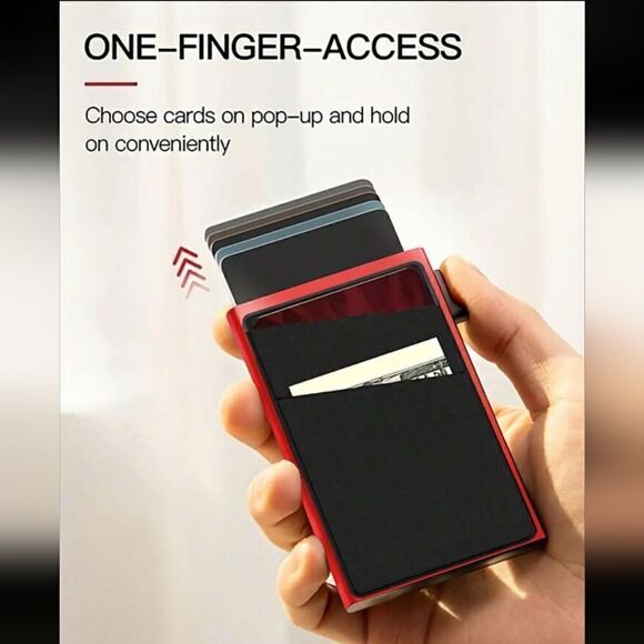 New! Aluminum Alloy Card Holder Automatical Pop Up Business Card Holder RFID Blo - Picture 1 of 5